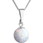 Stříbrný náhrdelník s bílým syntetickým opálem 12050.1 White