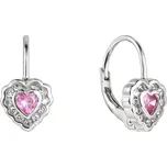 Stříbrné náušnice dětské srdíčka se zirkony 11473.3 Rose