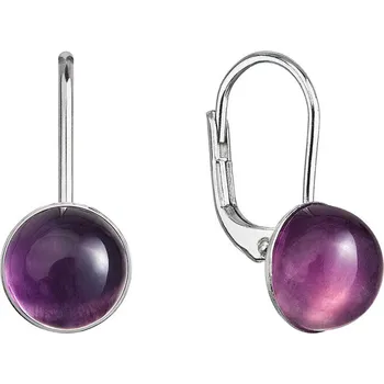 Náušnice Stříbrné visací náušnice s pravými minerálními kameny kulaté 11481.3 Fluorit Rainbow