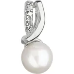 Zlatý 14 karátový přívěsek bílé zlato s říční perlou a zirkony 84PZ00006
