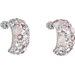 Stříbrné náušnice visací s krystaly Swarovski růžový půlkruh 31164.3 Magic Rose