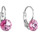 Náušnice bižuterie s křišťály Preciosa růžové kulaté 51031.3 Rose