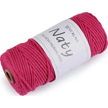 Příze Bavlněná pletací příze macrame Naty Ø3 mm rozčesávací - 7 pink