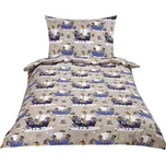 Povlečení bavlněné Junior Modrá,Šedá - 140x200, 70x90 cm BX12368