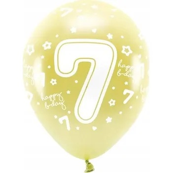Balónek Ekologické balónky 33 cm, Číslice ''7'', světle zlaté, 6 ks