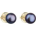 Zlaté 14 karátové náušnice pecky s modrou říční perlou 921004.3 Peacock