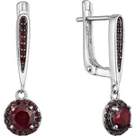 Stříbrné náušnice luxusní s pravými minerálními kameny rudé 11494.3 garnet