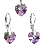 Sada šperků s krystaly Swarovski náušnice a přívěsek fialová srdce 39003.5 Vitrail Light