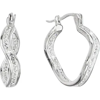 Šperk Stříbrné náušnice vlnkové kruhy s křišťály Preciosa bílé 31219.1