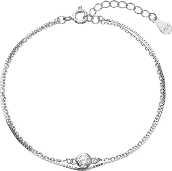 Oblečení a móda Stříbrný náramek dvojitý řetízek se zirkonem 63006