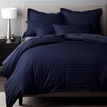 SATÉNOVÉ LOŽNÍ POVLEČENÍ SATINLOVE EXCLUSIVE CIZGILI 160X200 CM, 2KS 70X80 CM TMAVĚMODRÁ