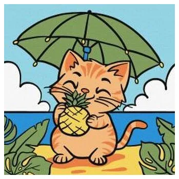 Set školních potřeb Malowanie po numerach - Kot i ananas 25x25cm