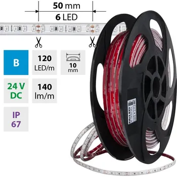 LED páska McLED ML-126.039.90.0 LED pásek SMD2835 B, 120LED/m, 9,6W/m, DC 24V, 140lm/m, IP67, 10mm, 5m