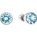 Stříbrné náušnice pecka se Swarovski krystaly modré kulaté 31113.3 Aqua
