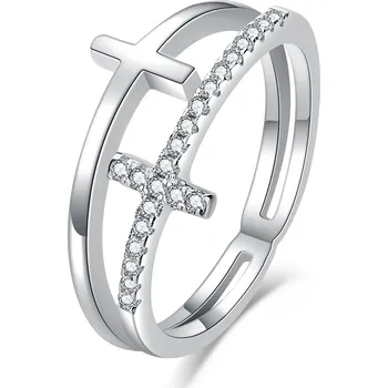 Prsten MOISS stříbrný prsten KŘÍŽEK Velikost 60 mm R0002351