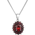 Stříbrný náhrdelník luxusní s pravými minerálními kameny rudé 12091.3 garnet