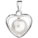 Stříbrný přívěsek s bílou perlou srdce 34246.1 White