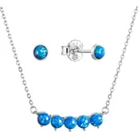 Sada šperků se syntetickými opály modré kulaté 19035.3 blue