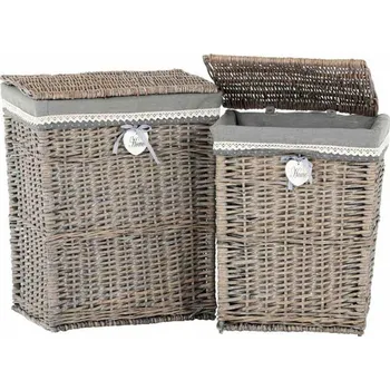 Koš na prádlo Koš prádelní - proutěný s víkem, šedý, cena za sadu 2 ks
