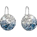 Stříbrné náušnice visací s krystaly Swarovski mix barev kulaté 31176.3 Ice Blue