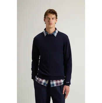 Pánský svetr SVETR WOOLRICH LAMBSWOOL CREWNECK MELTON BLUE