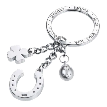 Školní batoh Troika klíčenka - podkova, beruška, čtyřlístek (kovová, stříbrná)