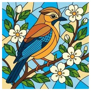 Set školních potřeb Malowanie po numerach - Witraż. Sójka 30x30cm