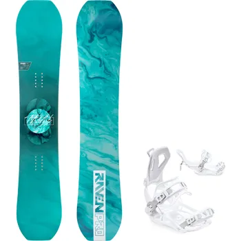 Snowboard Snowboard komplet Raven PRO Marble Carbon Mint + vázání RAVEN Fastec FT360 White Velikost: 143 cm, Velikost vázání: S