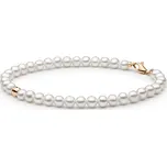 Perlový náramek Calen z přírodních bílých perel se zlatým korálkem
