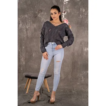 Dámský svetr Krásný dámský svetr Gloris Merribel Barva: ŠEDÁ, Velikost: S/M