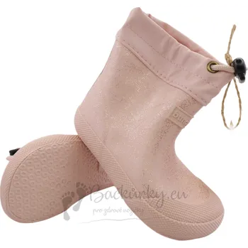 Dívčí zimní obuv Dětské zateplené barefoot holínky Bundgaard Malik old rose sparkle (BG401056 9412) - vel. 20