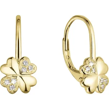 Náušnice Pozlacené stříbrné náušnice čtyřlístky se zirkony 11502.1 crystal