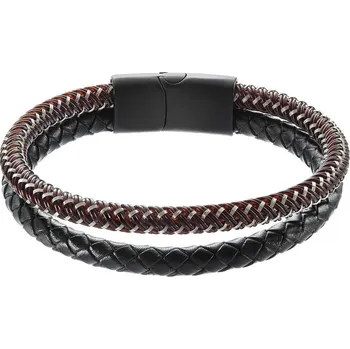 Náramek Náramek pánský recykl.kůže a proplétaný plast 43032.3 černý/hnědý