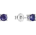 Stříbrné náušnice pecky s pravými minerálními kameny temně modré 11483.3 sapphire blue