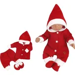 Z&Z 3-dílná pletená souprava, kabátek, kalhoty a botičky Baby Santa, červená, vel. 86