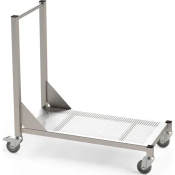 Nerezový přepravní vozík do čistých prostor, 1 úroveň, s perforovanou policí, 1000 x 500 x 1000 mm