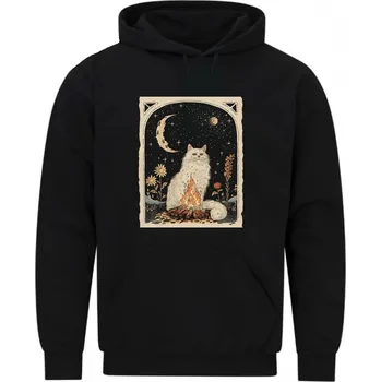 Pánská mikina Pánská mikina Bílá Kočka u táboráku (Velikost: 5XL, Barva: Černá)