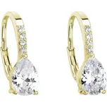 Pozlacené náušnice visací se zirkonem bílá slza 11206.1 Au plating