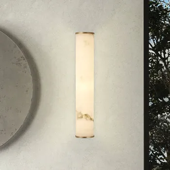 Lampička Searchlight LED koupelnové světlo nástěnné Wales, zlatá/mramorovaná, 35 cm ocel/pryskyřice matná zlatá, bílá mramorovaná LED 13 W celkem - Doprava zdarma