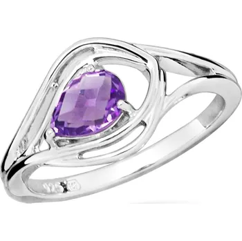 Prsten MOISS stříbrný prsten AMETYST Velikost 61 mm RG000066