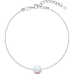 Stříbrný náramek se syntetickým opálem bílý kulatý 13019.1 White s. Opal