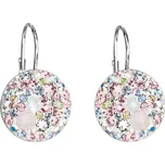 Stříbrné náušnice visací s krystaly Swarovski růžové kulaté 31176.3 Magic Rose