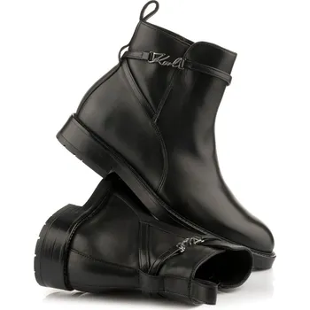 Dámská zimní obuv KOTNÍKOVÁ OBUV KARL LAGERFELD BLAKE SIGNIA ANKLE BOOT BLACK LTHR