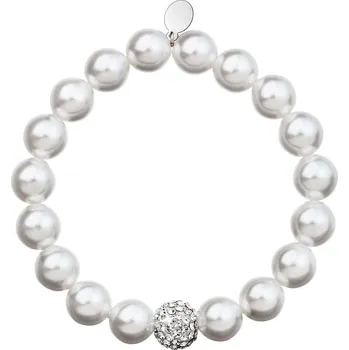 Náramek Perlový náramek bílý s křišťály Preciosa 33074.1 Bílý