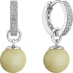 Stříbrné visací náušnice kroužky s pastelově žlutou perlou 31298.3 Pastel Yellow