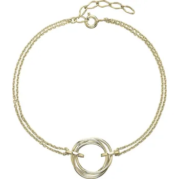 Náušnice Pozlacený náramek tři kroužky na dvojitém řetízku 63001 Au plating