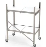 Nerezový přepravní vozík do čistých prostor, skládací, 1 úroveň, hladká police, 800x500x1050 mm