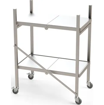 Nerezový přepravní vozík do čistých prostor, skládací, 1 úroveň, hladká police, 800x500x1050 mm