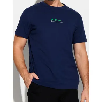 Sinsay - Regular tričko z bavlny - námořnická modrá - 900GP-59X - 900GP-59X-2XL