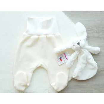 AMÁLKA Teplejší polodupačky z bavlněné svetroviny, krémové Velikost: 68